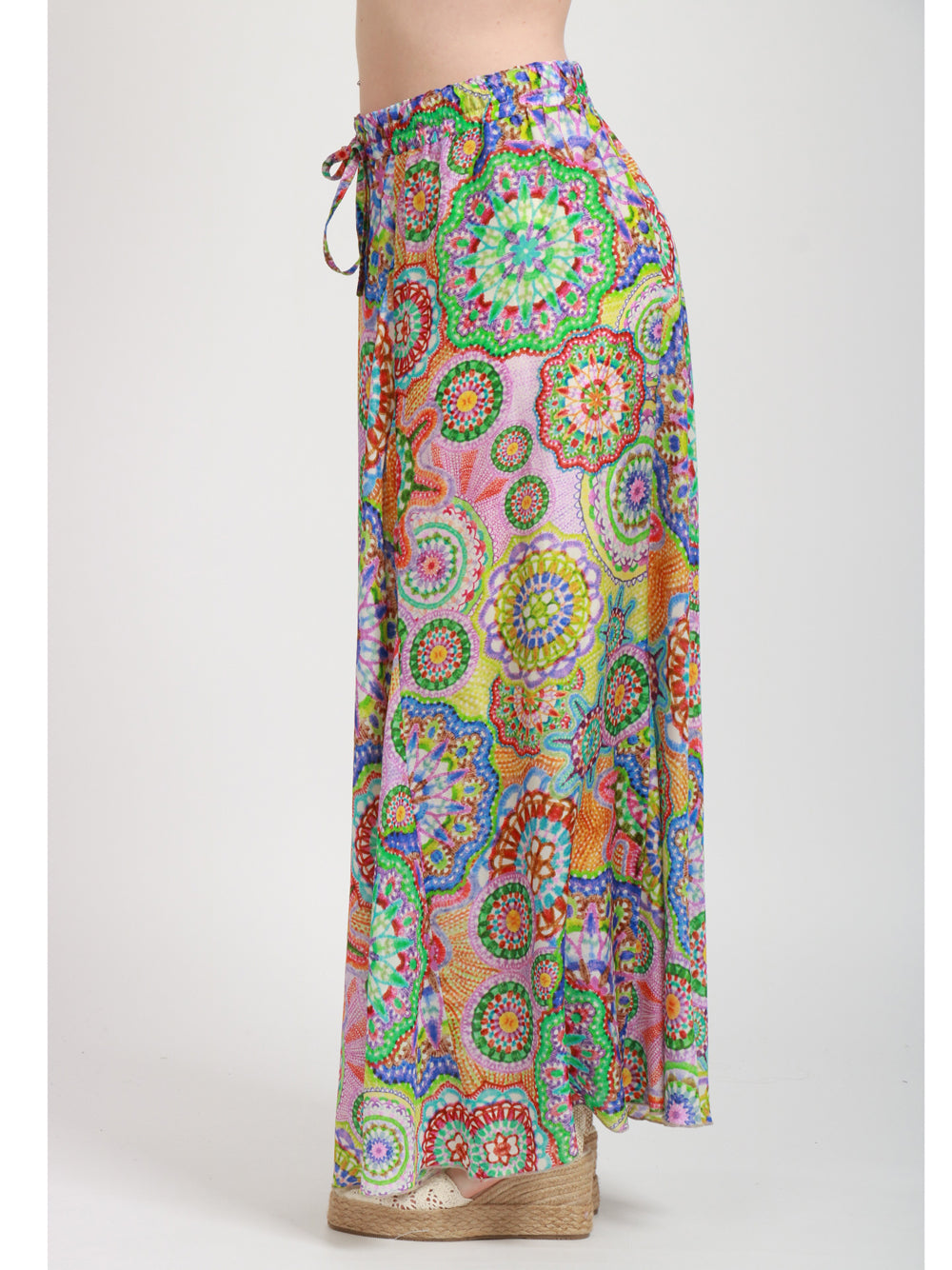JOHNNY WAS Gonna Lunga in Seta Multicolor con Fantasia Multicolor