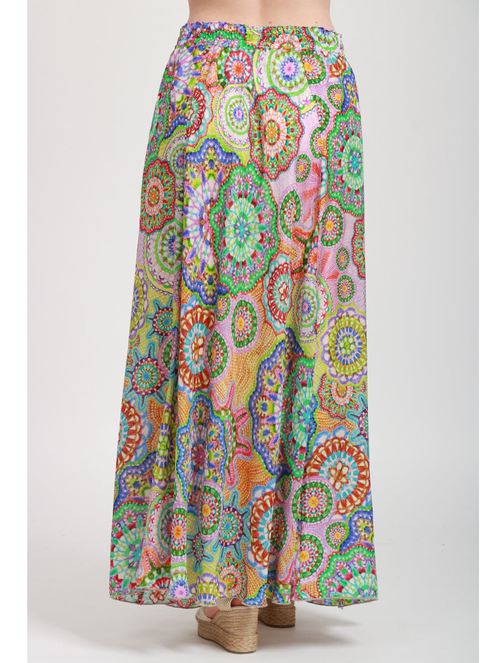 JOHNNY WAS Gonna Lunga in Seta Multicolor con Fantasia Multicolor