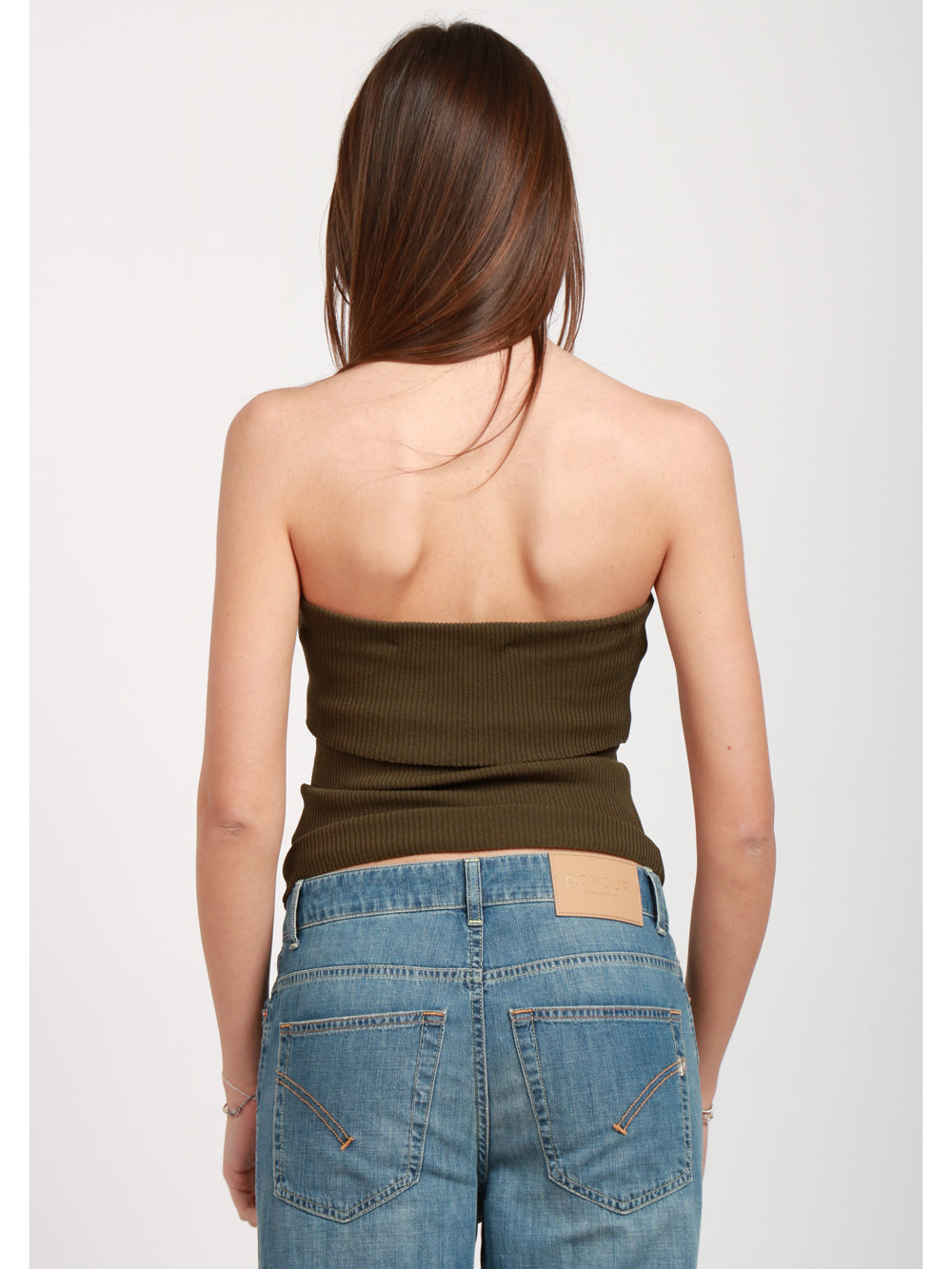 JUCCA TOP A FASCIA VERDE MILITARE A COSTINE Verde militare