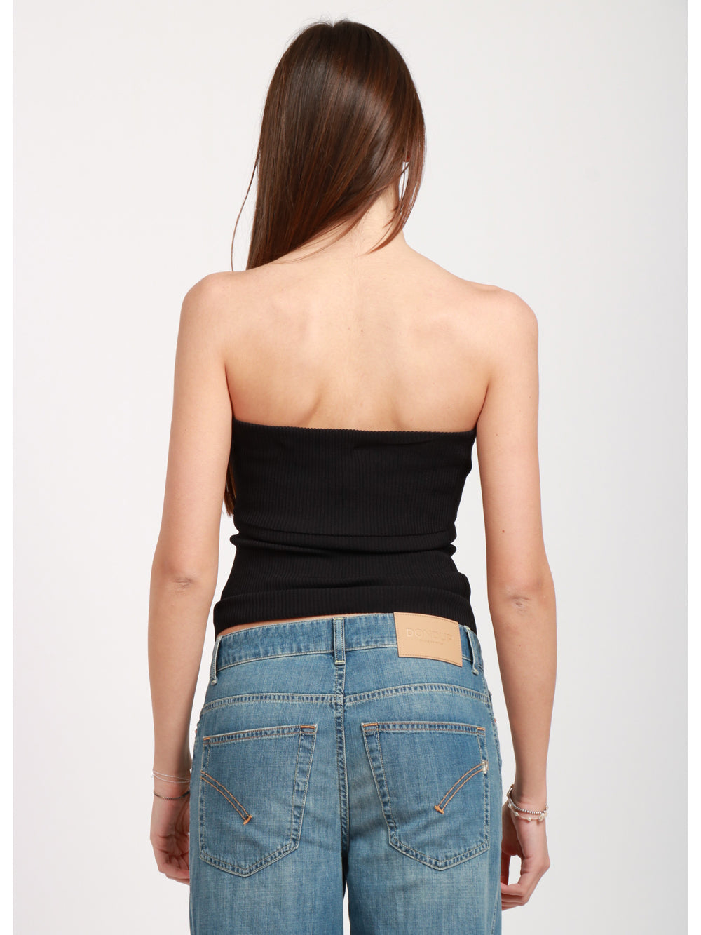 JUCCA TOP A FASCIA NERO A COSTINE Nero