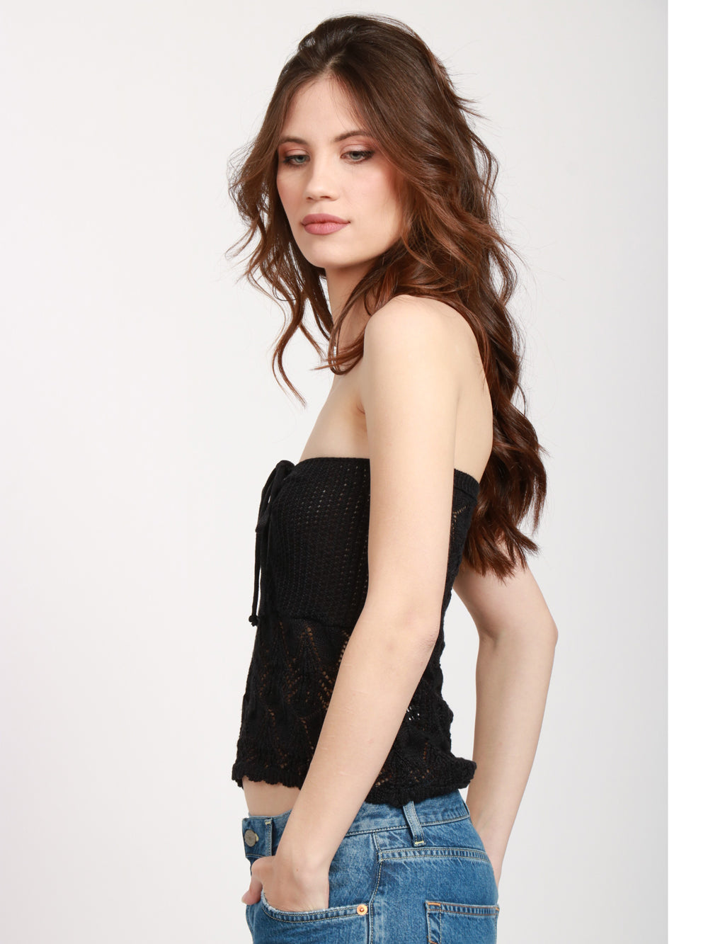 JUCCA TOP A FASCIA NERO IN MAGLIA Nero