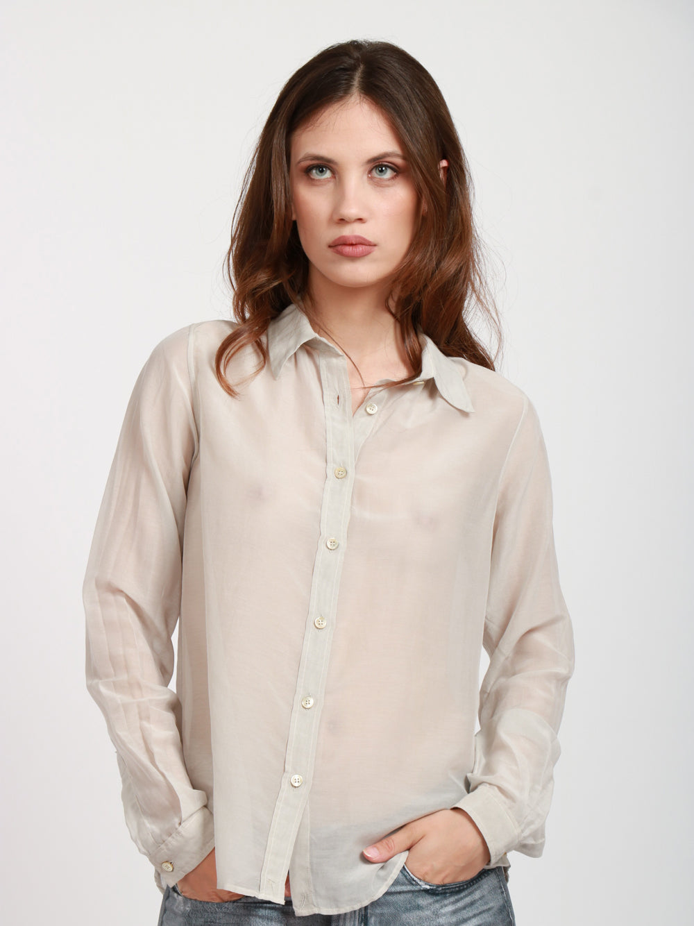 JUCCA Camicia in Mussola di Cotone Grigia Grigio perla