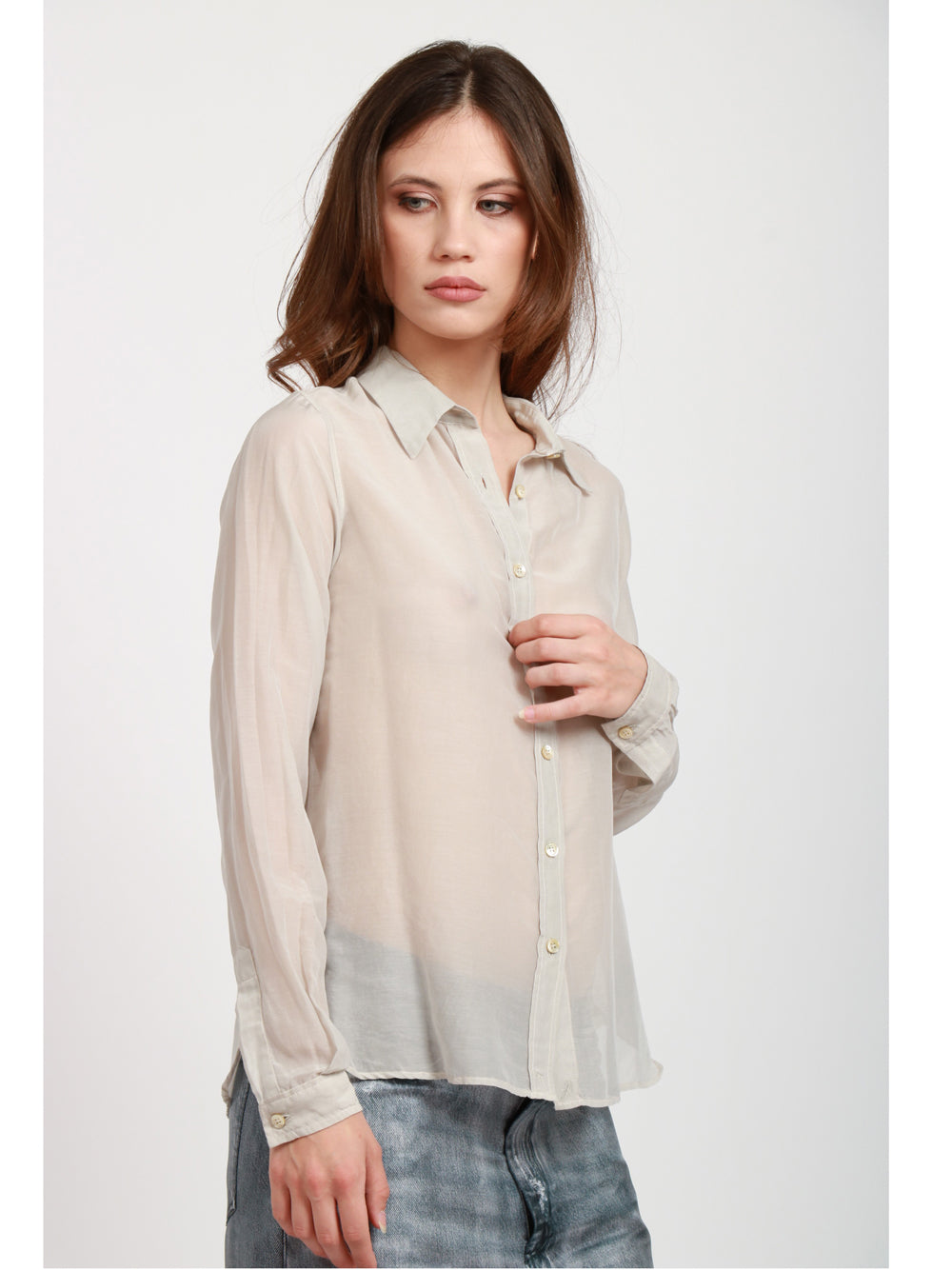 JUCCA Camicia in Mussola di Cotone Grigia Grigio perla