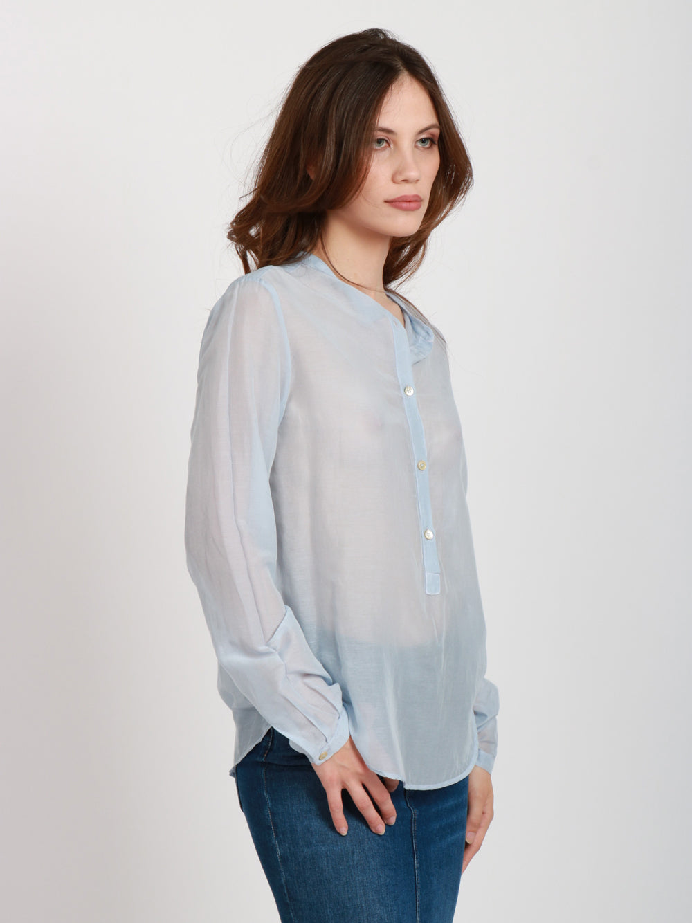 JUCCA Camicia in Mussola di Cotone Celeste Celeste