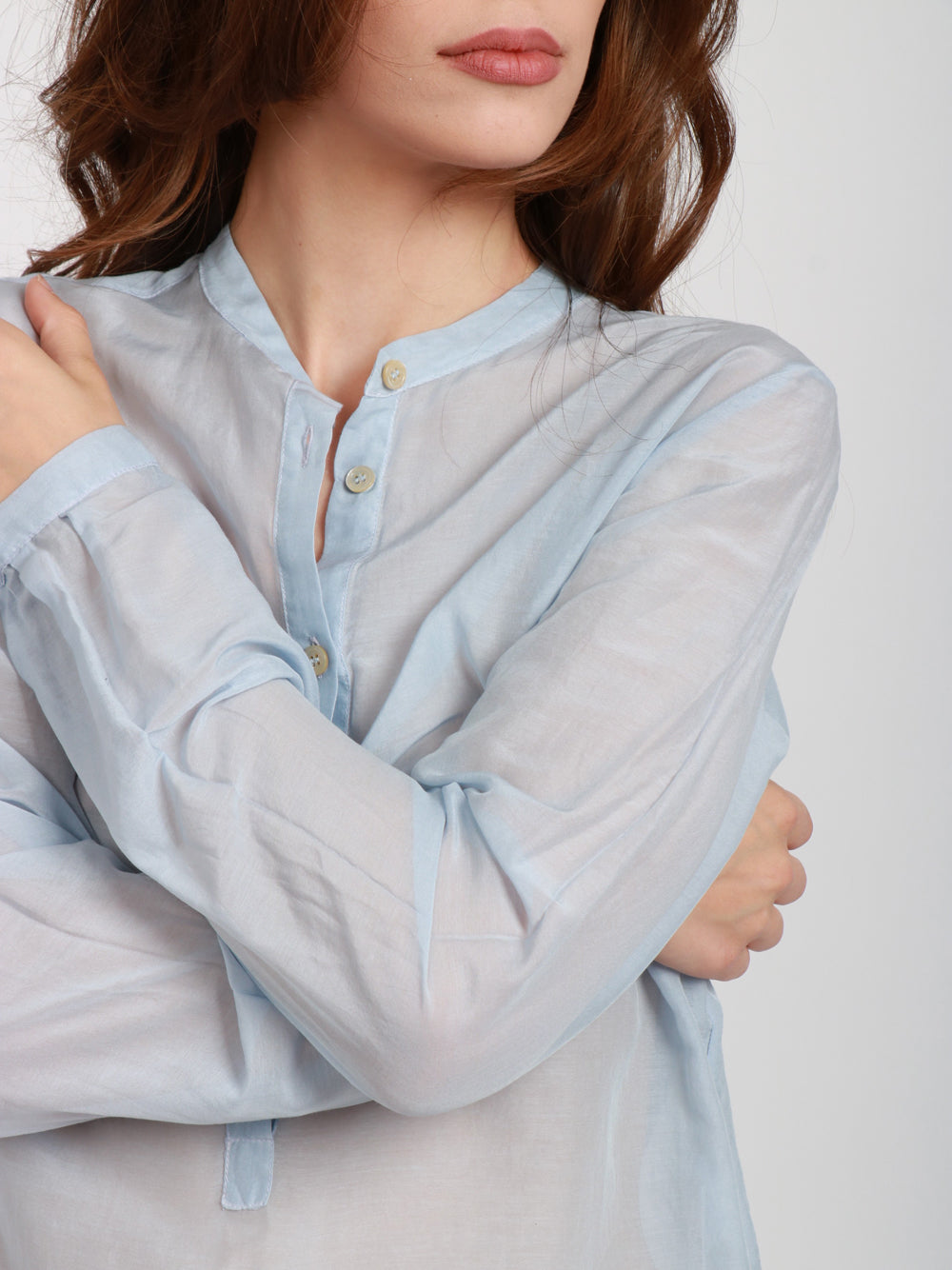 JUCCA Camicia in Mussola di Cotone Celeste Celeste