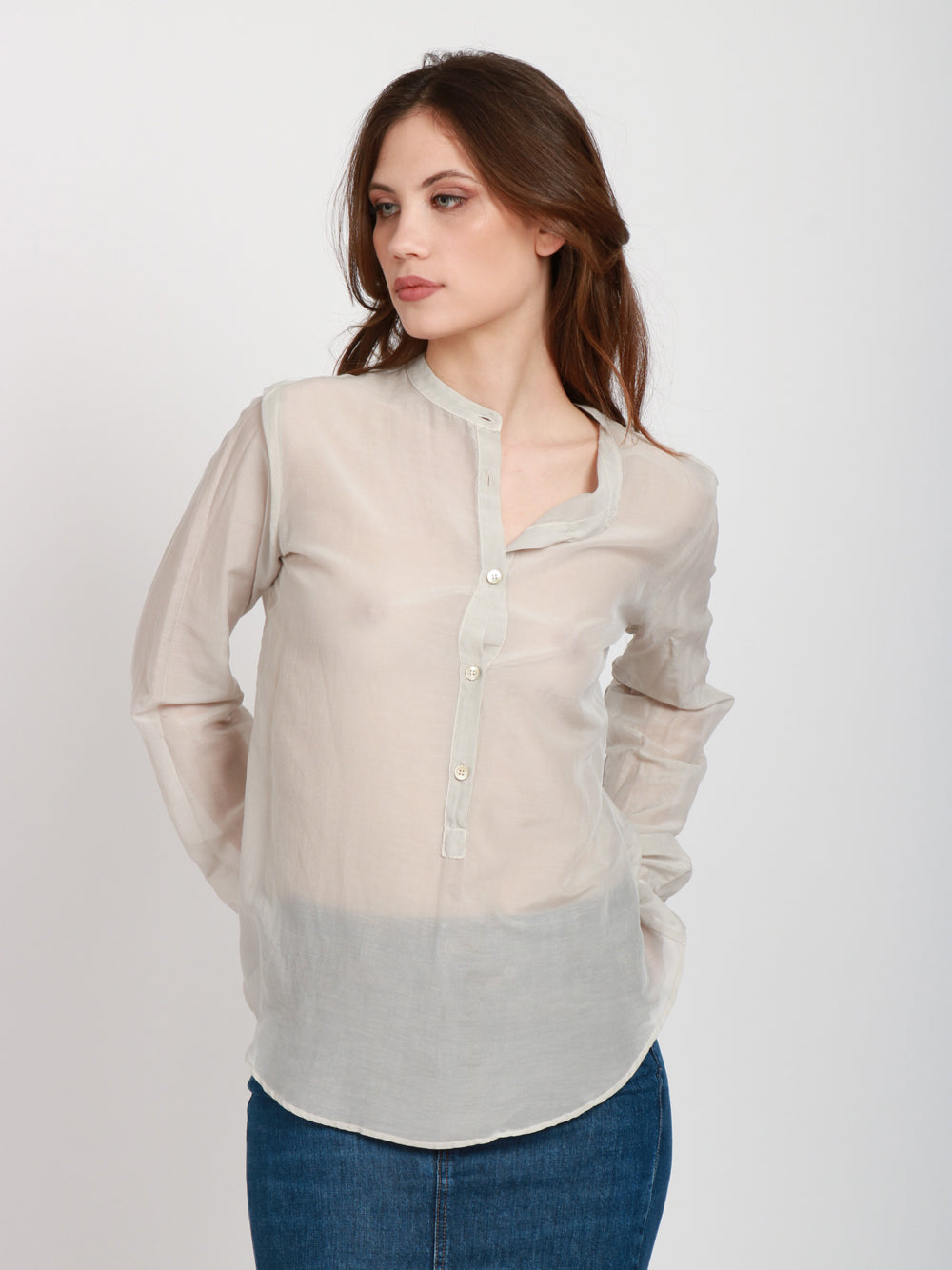 JUCCA Camicia in Mussola di Cotone Grigio Perla Grigio perla