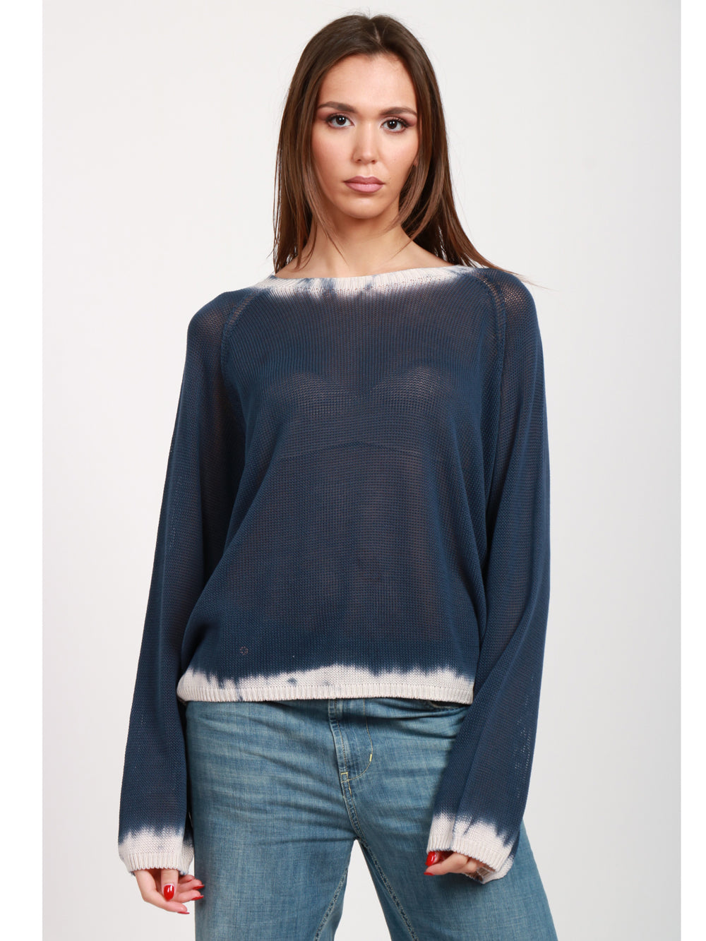 JUCCA MAGLIA GIROCOLLO BLU TIE-DYE Blu navy