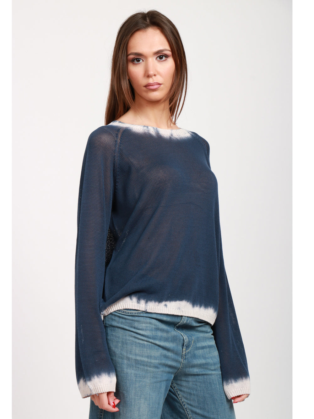 JUCCA MAGLIA GIROCOLLO BLU TIE-DYE Blu navy