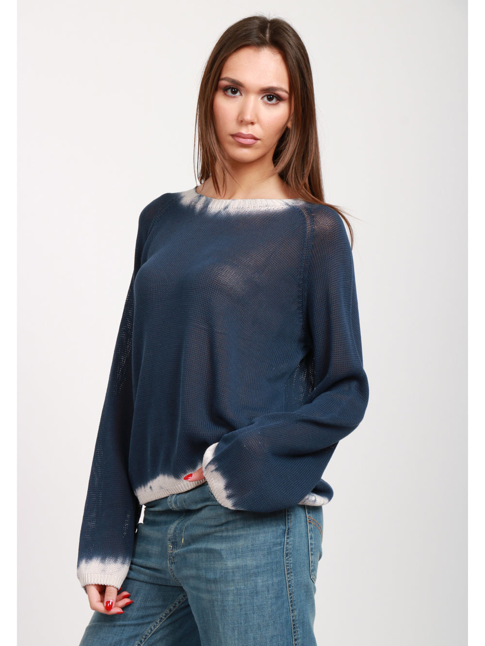 JUCCA MAGLIA GIROCOLLO BLU TIE-DYE Blu navy