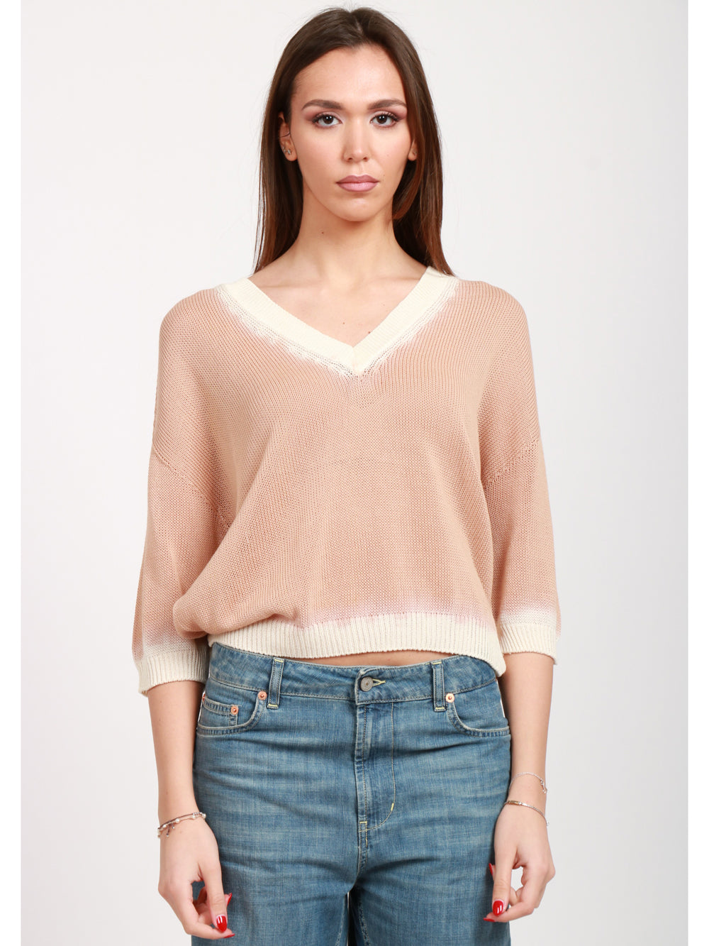 JUCCA MAGLIA CAMEL TIE-DYE CON SCOLLO A V Camel