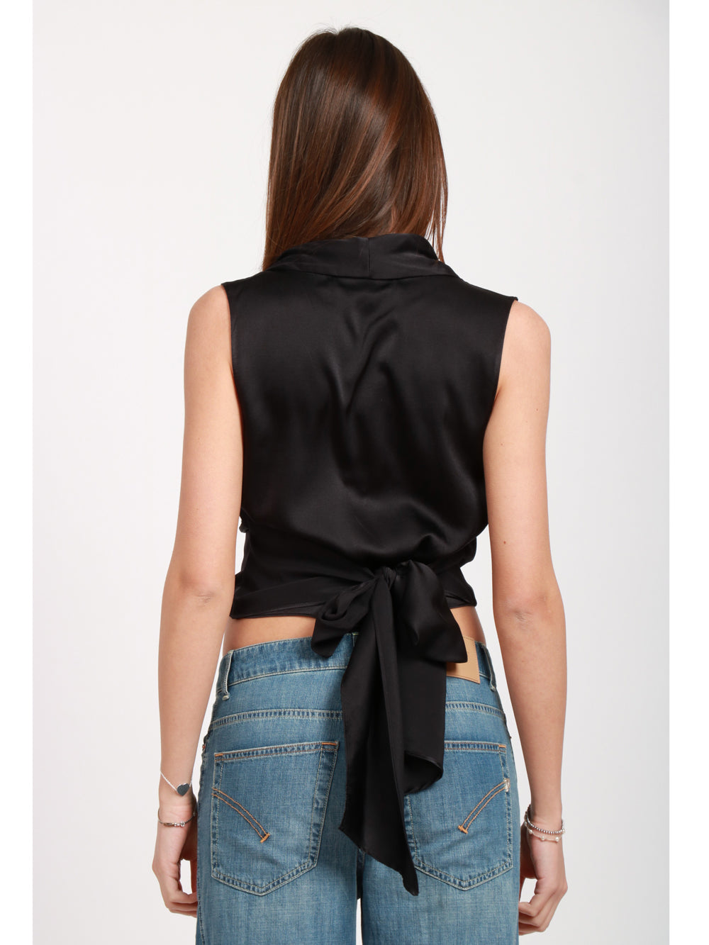 JUCCA TOP CACHE COEUR IN RASO DI SETA NERO Nero