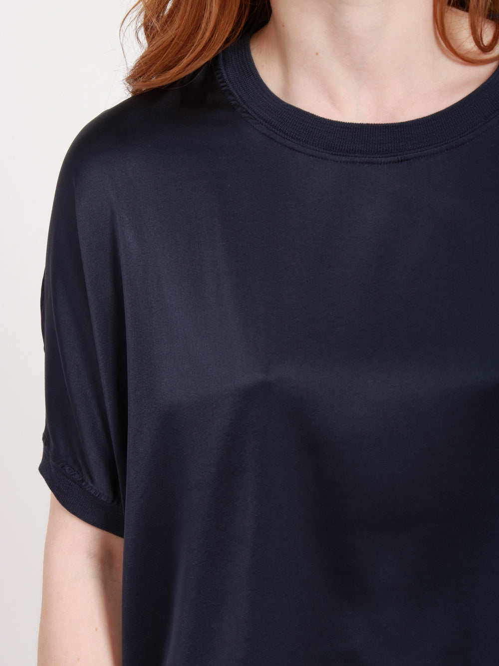 JUCCA T-shirt in Seta Blu Girocollo Blu