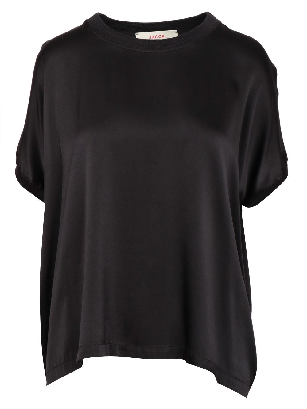JUCCA T-shirt in Seta Nera Girocollo Nero