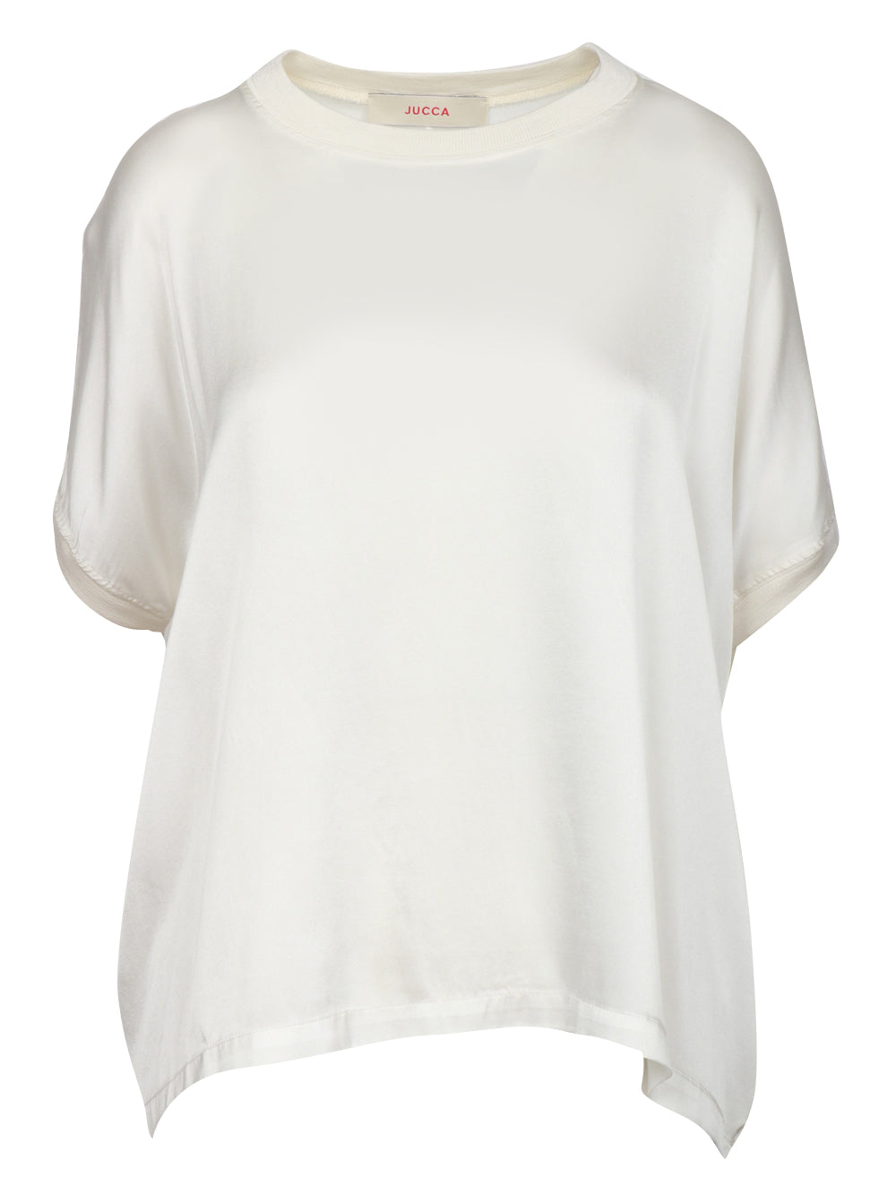 JUCCA T-shirt in Seta Bianca Girocollo Avorio