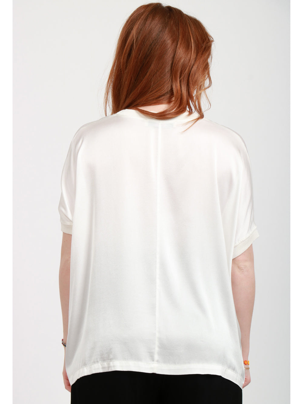 JUCCA T-shirt in Seta Bianca Girocollo Avorio