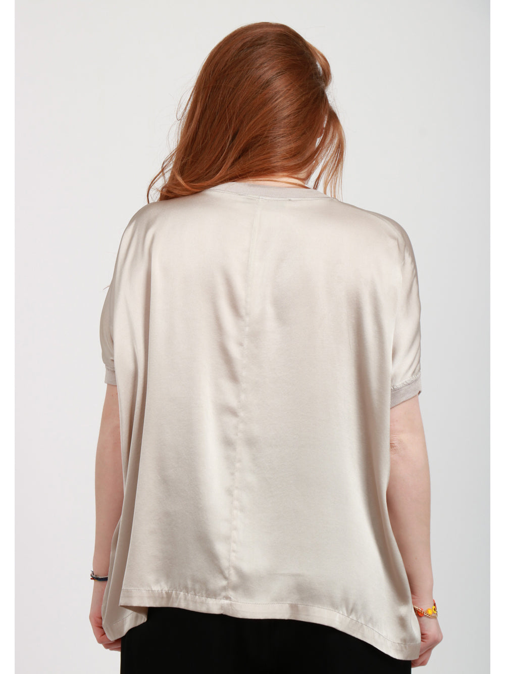 JUCCA T-shirt in Seta Grigia Girocollo Grigio chiaro