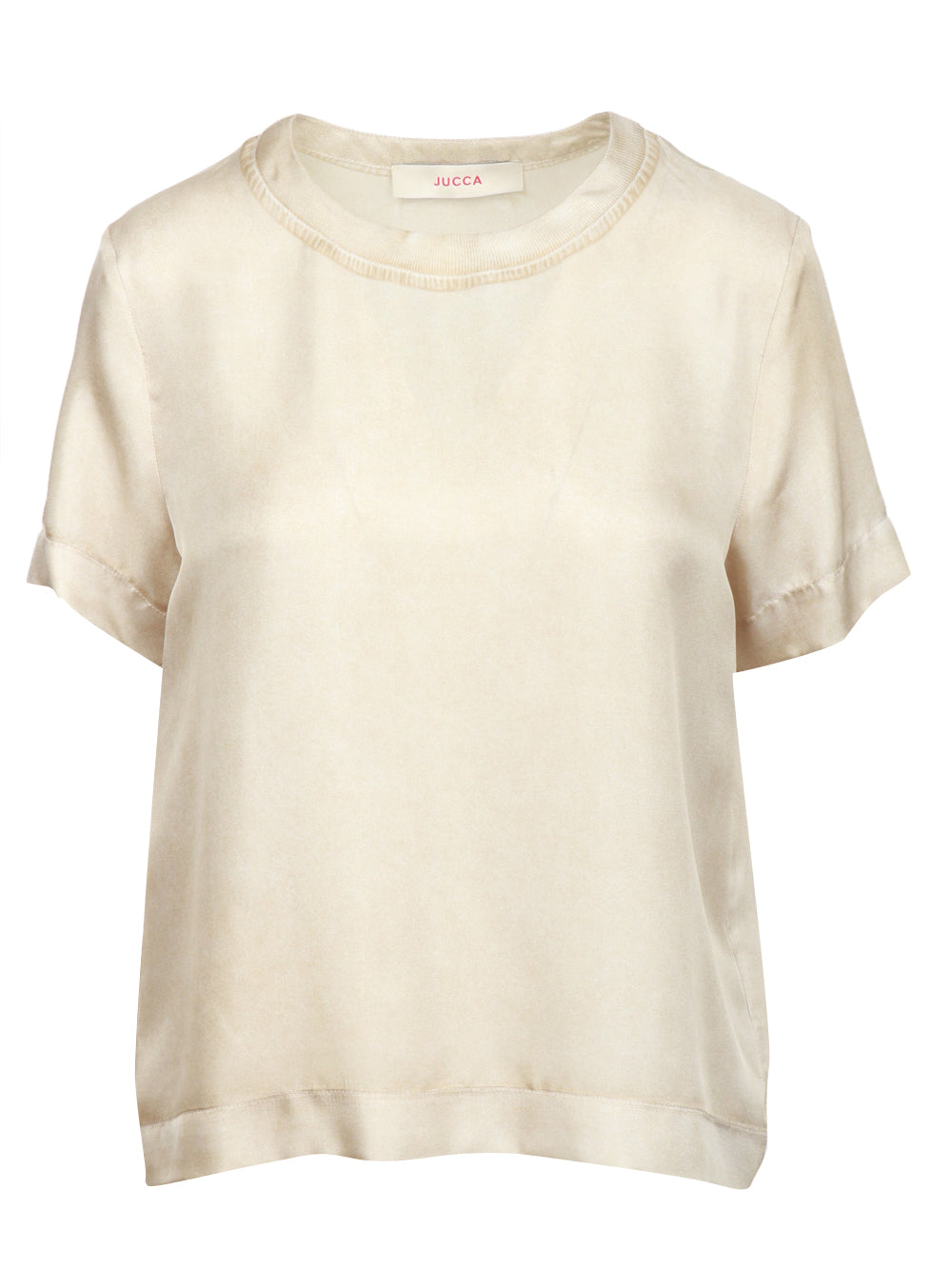 JUCCA T-SHIRT GIROCOLLO IN RASO AVENA STAMPATA Avena