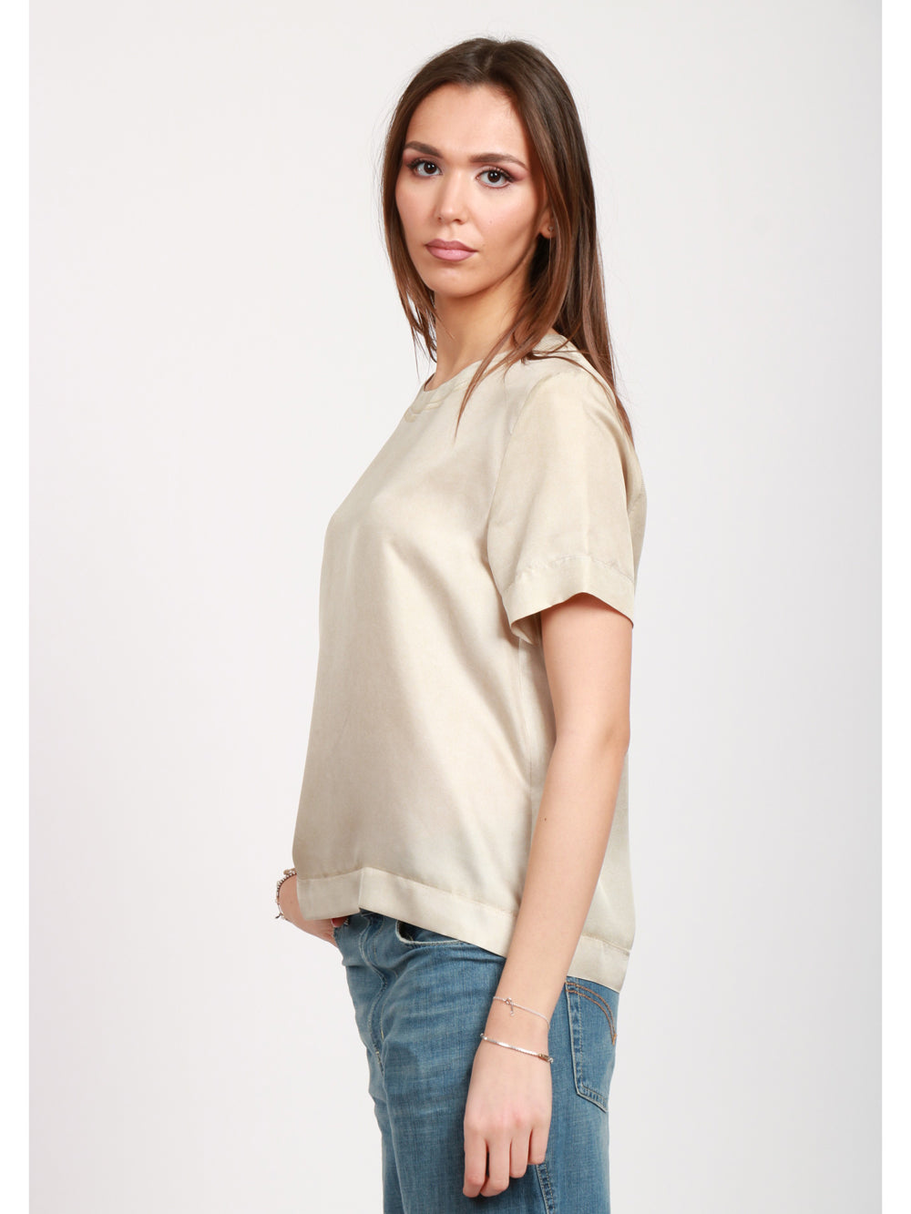 JUCCA T-SHIRT GIROCOLLO IN RASO AVENA STAMPATA Avena