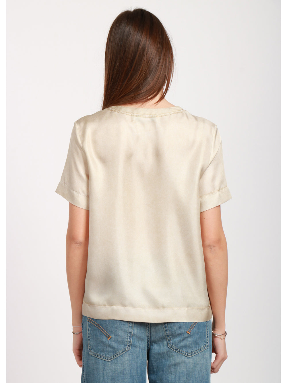 JUCCA T-SHIRT GIROCOLLO IN RASO AVENA STAMPATA Avena