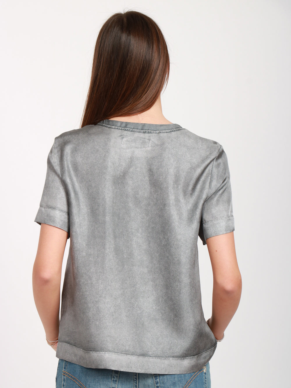 JUCCA T-SHIRT GIROCOLLO IN RASO GRIGIA STAMPATA Grigio