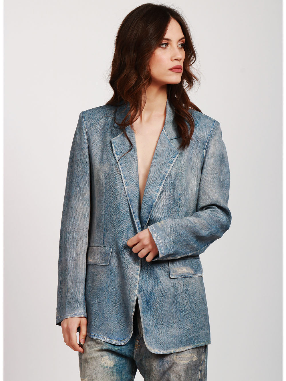 ESSENTIEL ANTWERP GIACCA DOPPIOPETTO BLU IN VISCOSA Bianco