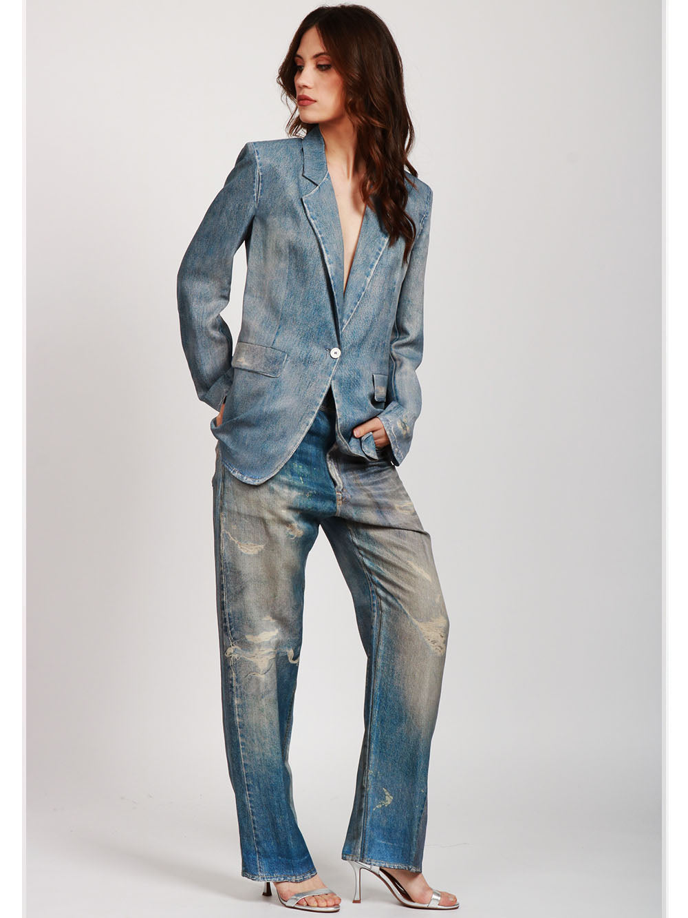 ESSENTIEL ANTWERP GIACCA DOPPIOPETTO BLU IN VISCOSA Bianco