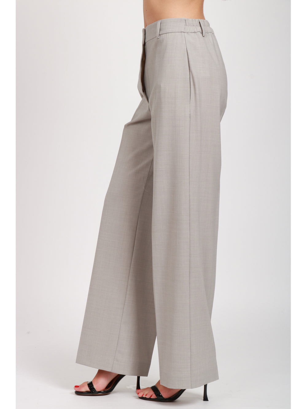 JUCCA PANTALONI IN MISTO LANA GRIGI PALAZZO Grigio chiaro