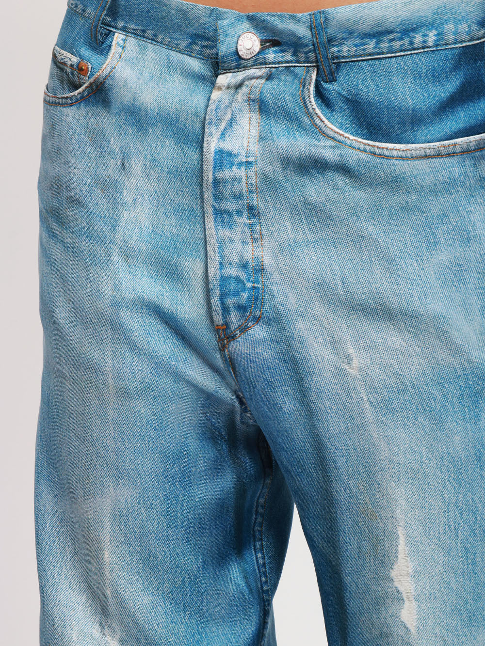 JUCCA PANTALONI IN SETA BLU DENIM STAMPATI EFFETTO JEANS Denim