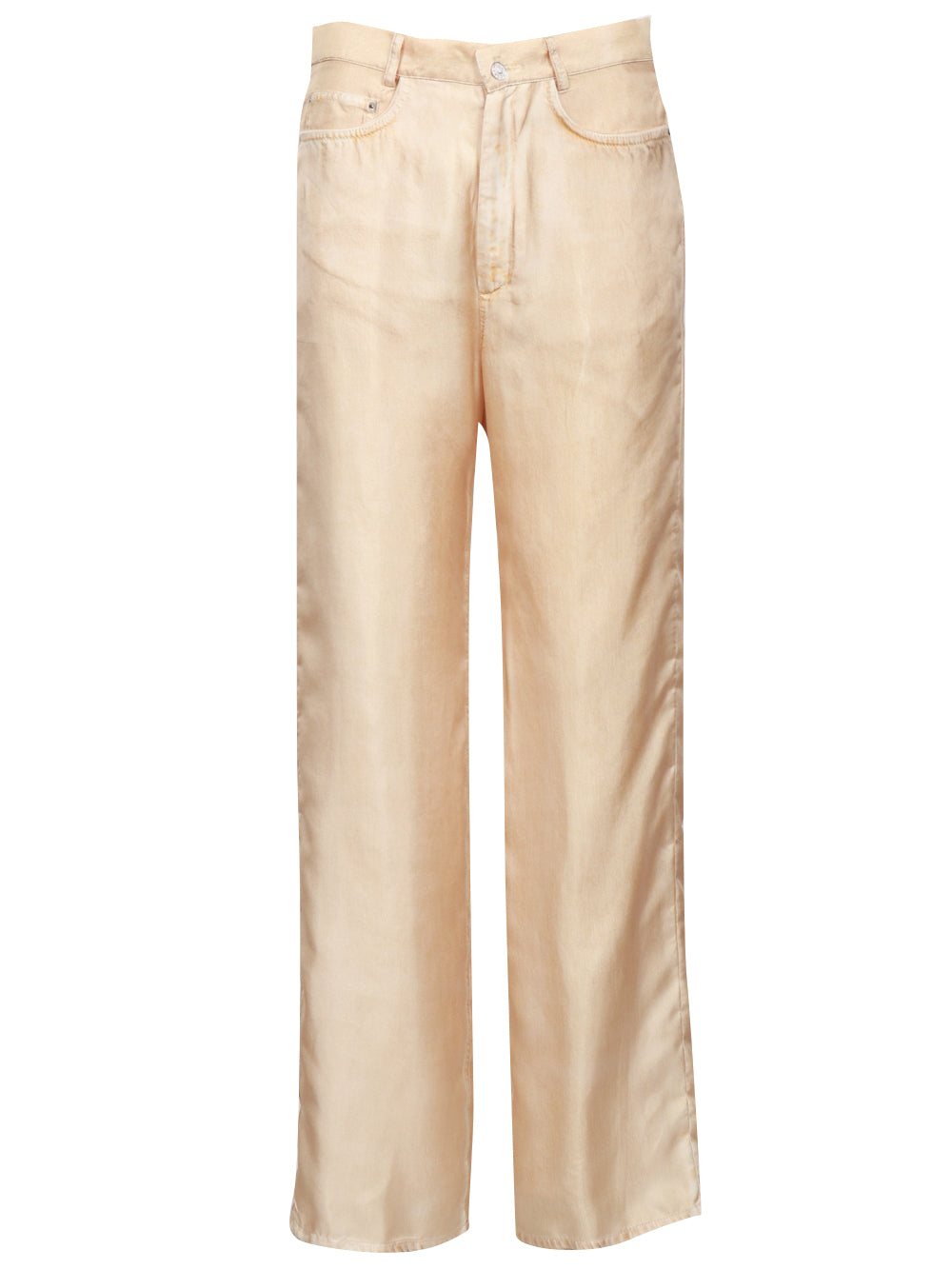 JUCCA Pantaloni in Seta Avena Stampati Effetto Jeans Avena