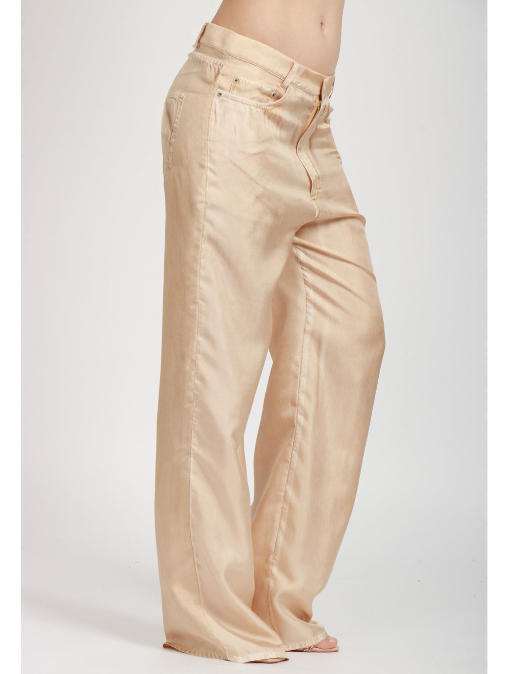 JUCCA Pantaloni in Seta Avena Stampati Effetto Jeans Avena