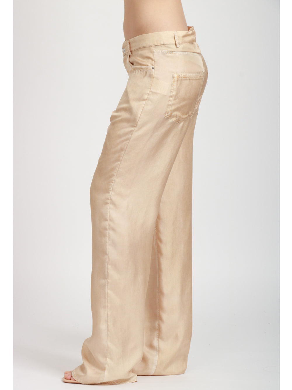 JUCCA Pantaloni in Seta Avena Stampati Effetto Jeans Avena