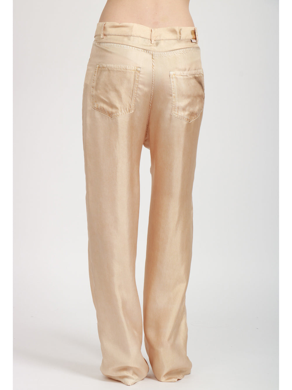 JUCCA Pantaloni in Seta Avena Stampati Effetto Jeans Avena