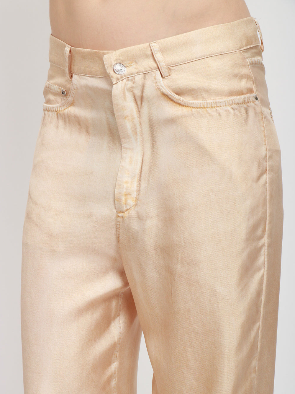JUCCA Pantaloni in Seta Avena Stampati Effetto Jeans Avena