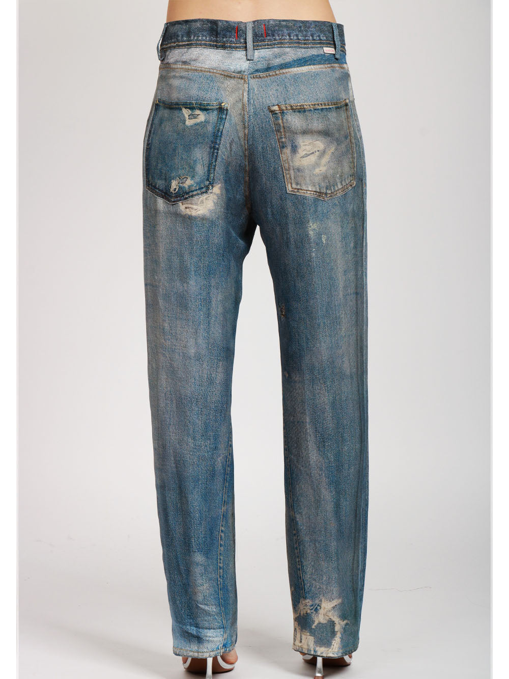 JUCCA PANTALONI IN MISTO LINO CON STAMPA Denim