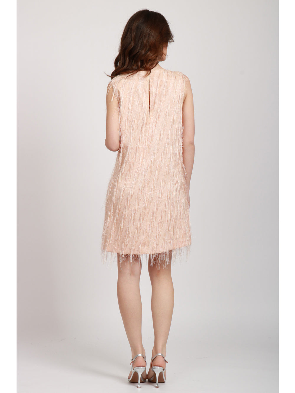 JUCCA VESTITO CORTO TUBINO CON FRANGE Cipria