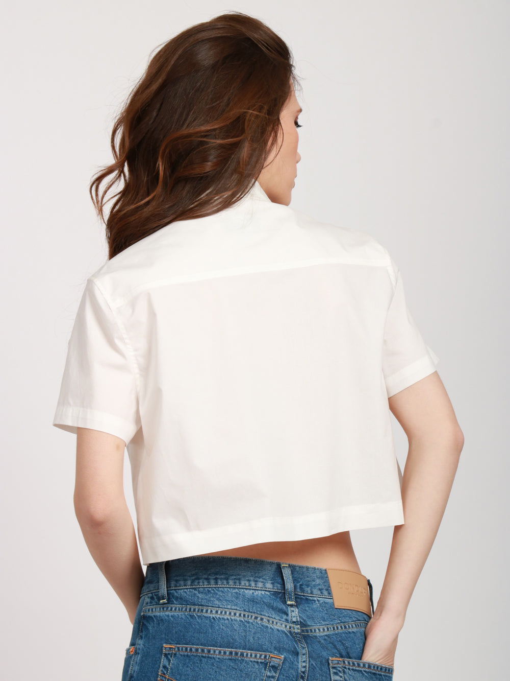 LAVI Camicia Eucalipto in Cotone Bianca Crop Panna