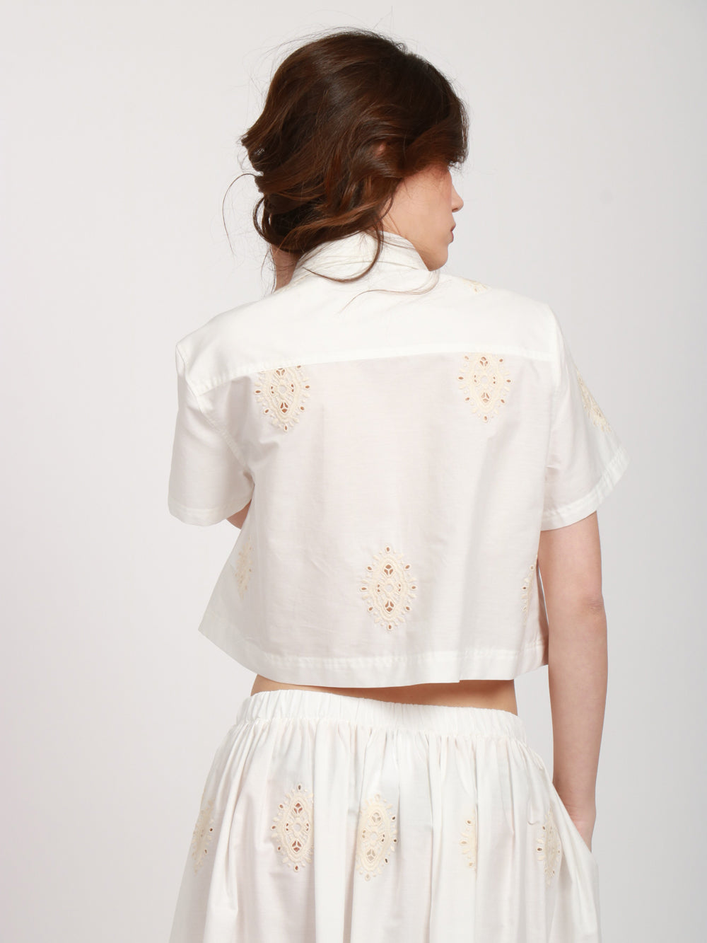 LAVI CAMICIA EUCALIPTO CROP IN COTONE PANNA Panna