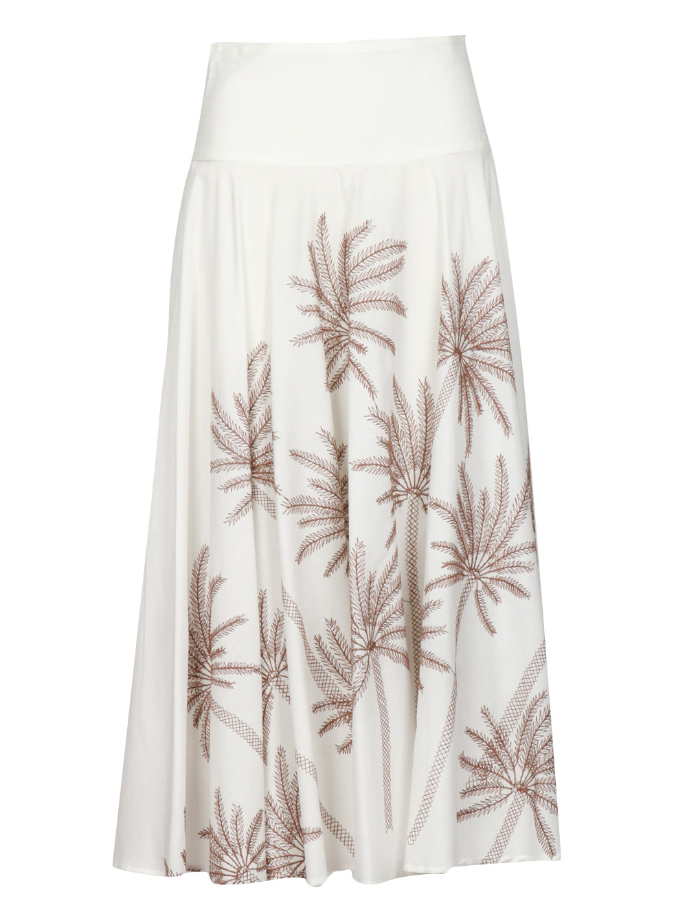 LAVI GONNA PETUNIA IN COTONE BIANCA CON PALME Panna/marrone