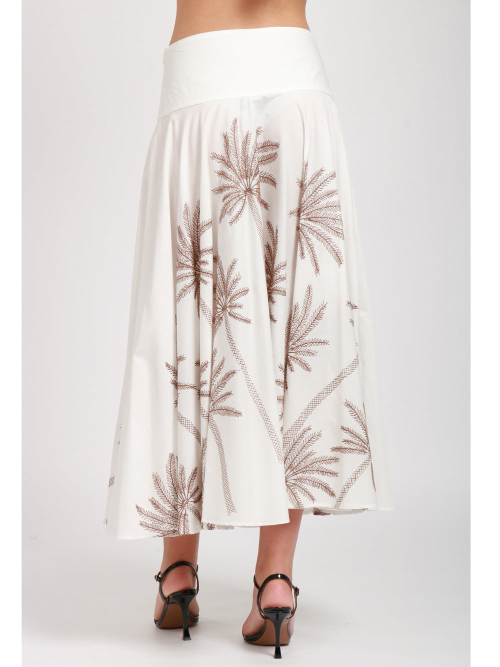 LAVI GONNA PETUNIA IN COTONE BIANCA CON PALME Panna/marrone