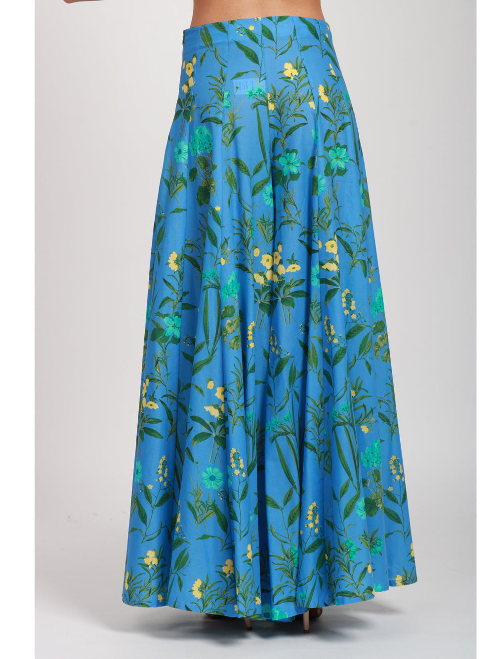 LAVI PANTALONI DEBBY IN COTONE AZZURRO CON FANTASIA FLOREALE Azzurro