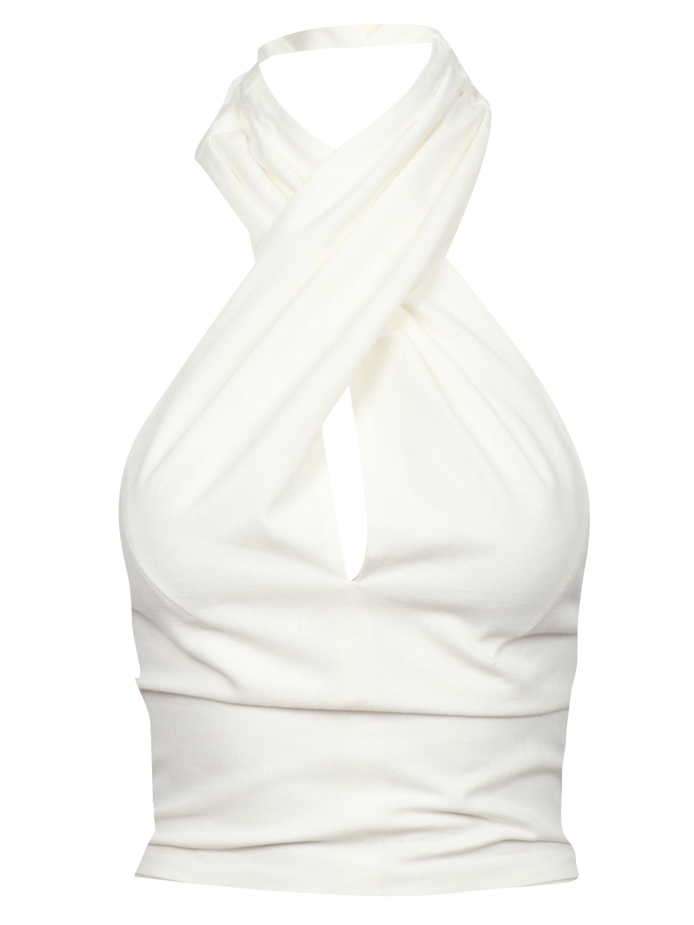 LAVI TOP CORIANDOLO BIANCO CON INCROCIO SUL DAVANTI Panna