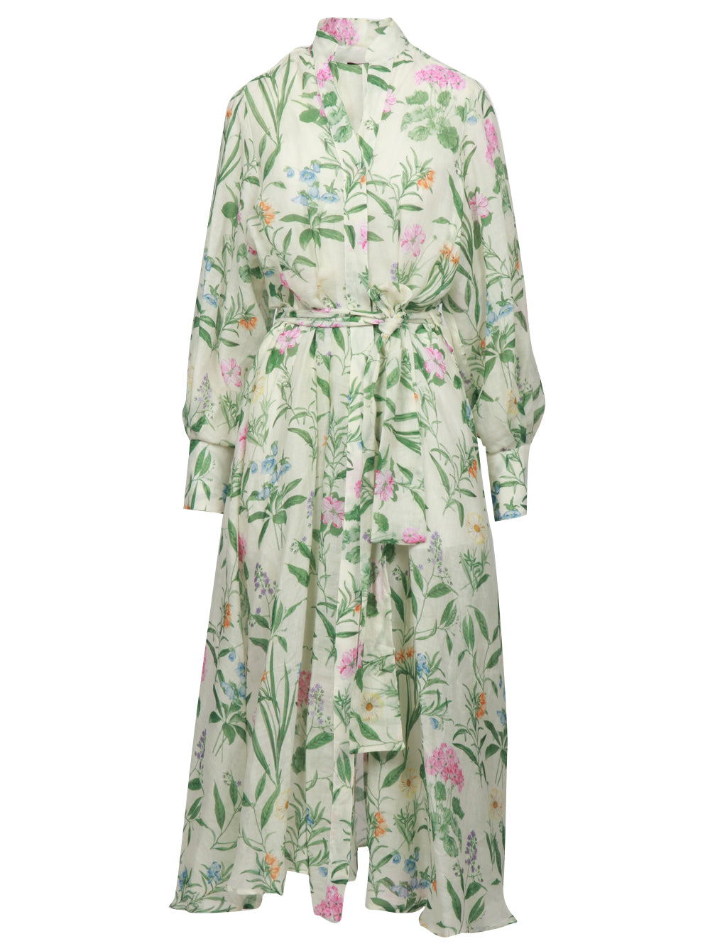 LAVI VESTITO ARTEMISIA CHEMISIER CON FANTASIA FLOREALE Verde/avorio