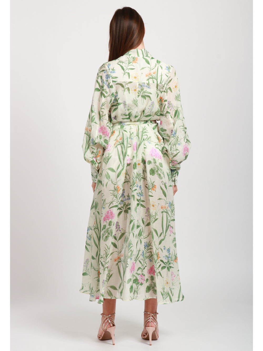 LAVI VESTITO ARTEMISIA CHEMISIER CON FANTASIA FLOREALE Verde/avorio