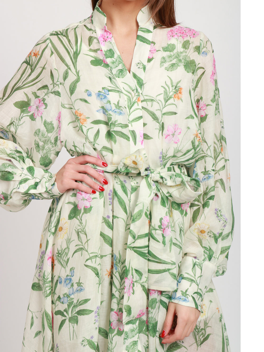 LAVI VESTITO ARTEMISIA CHEMISIER CON FANTASIA FLOREALE Verde/avorio