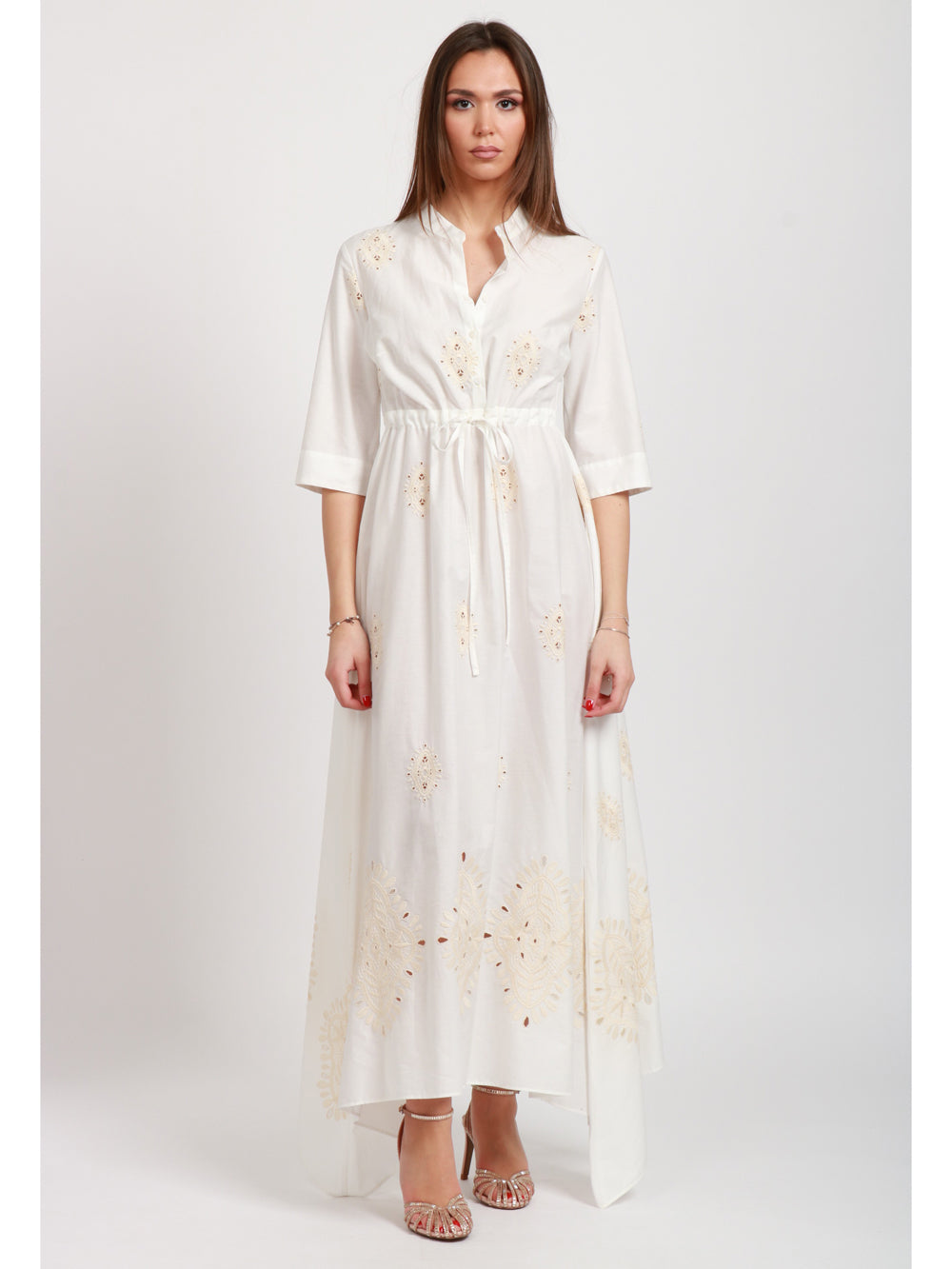 LAVI VESTITO MARGHERITA CHEMISIER IN COTONE BIANCO Panna