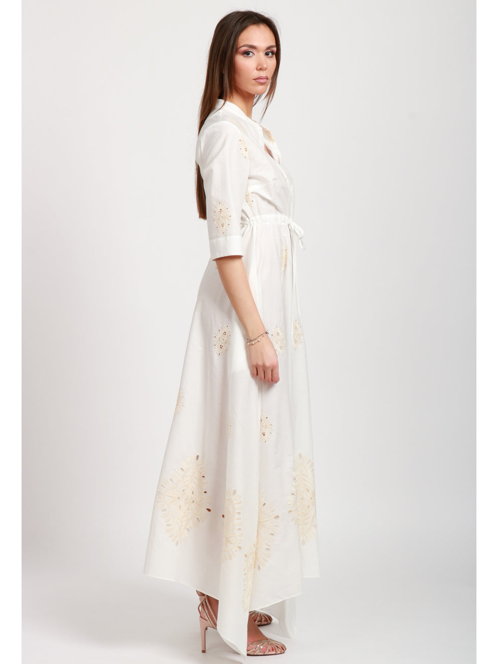 LAVI VESTITO MARGHERITA CHEMISIER IN COTONE BIANCO Panna