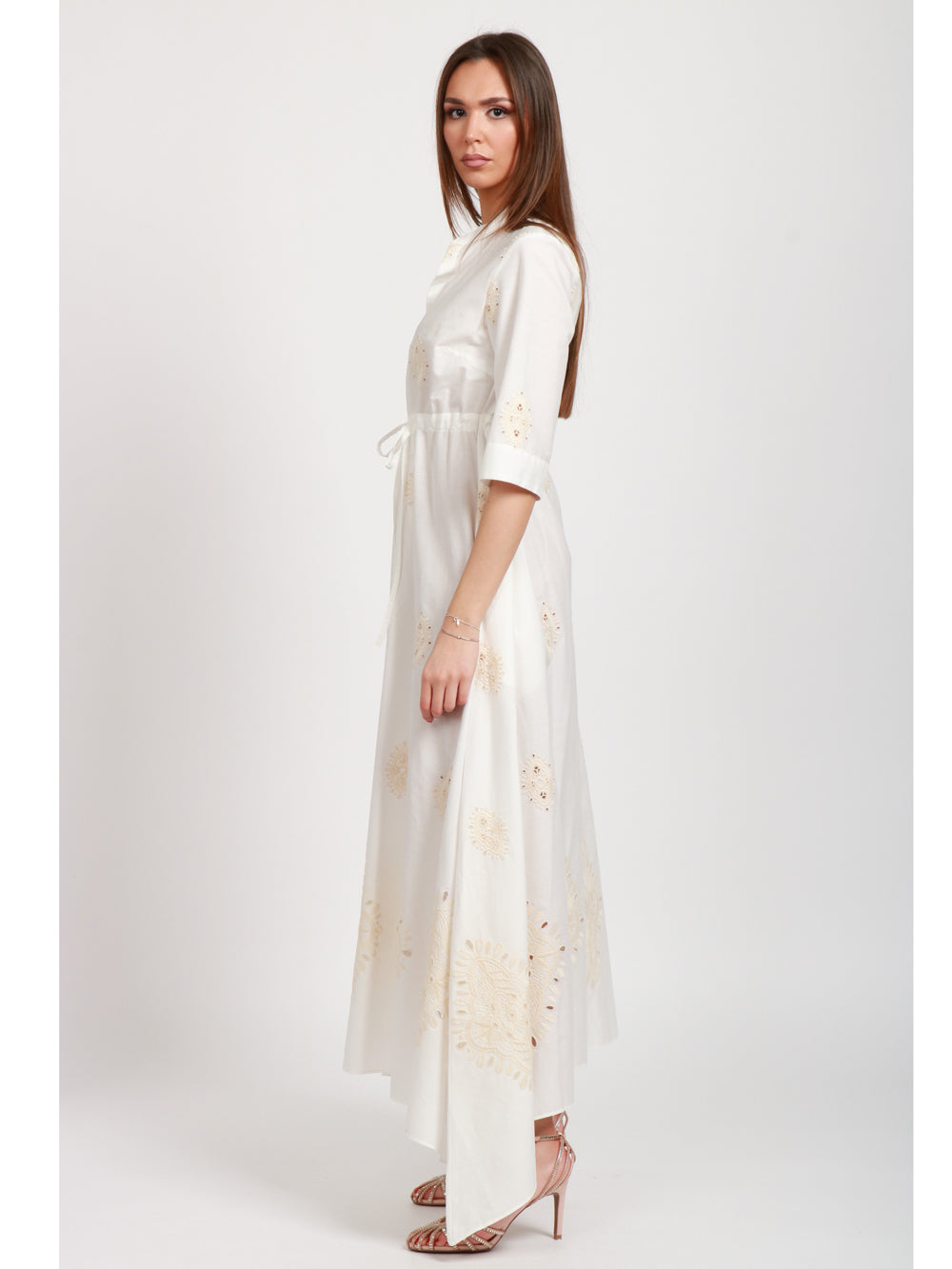 LAVI VESTITO MARGHERITA CHEMISIER IN COTONE BIANCO Panna