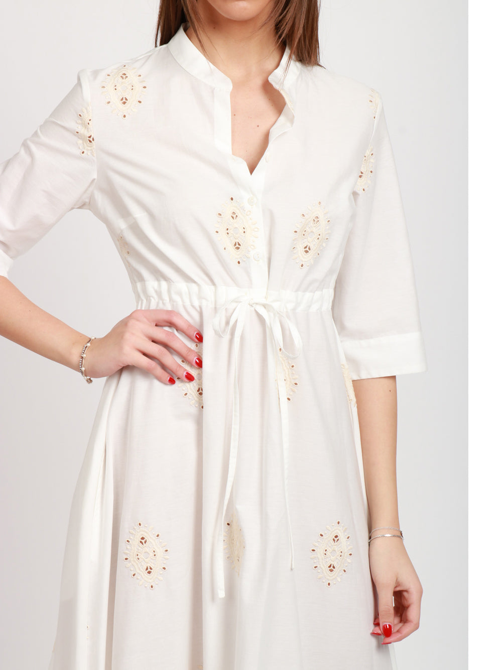 LAVI VESTITO MARGHERITA CHEMISIER IN COTONE BIANCO Panna