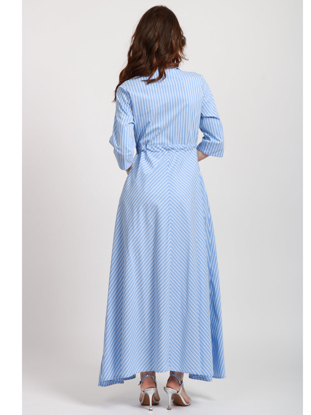 LAVI VESTITO MARGHERITA CHEMISIER A RIGHE AZZURRO Panna celeste