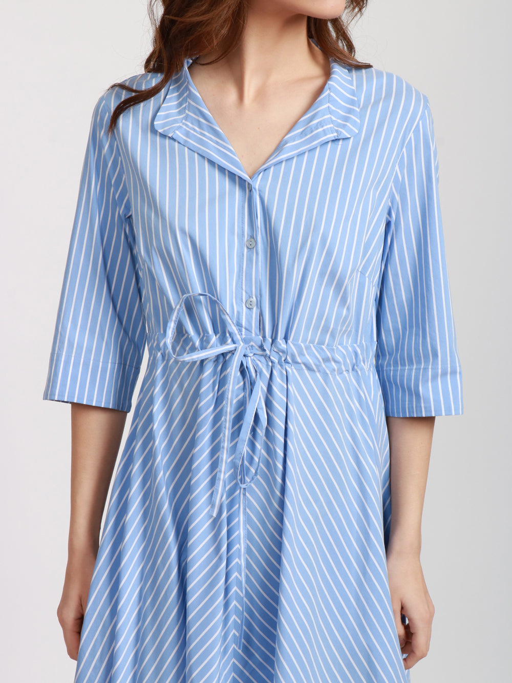 LAVI VESTITO MARGHERITA CHEMISIER A RIGHE AZZURRO Panna celeste